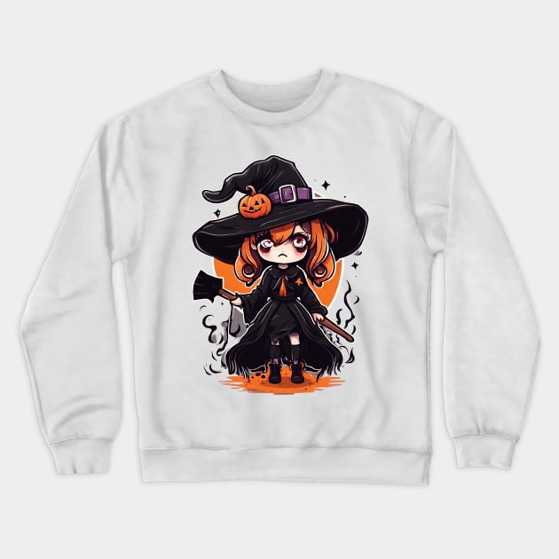 Witchcraft horror anime characters Chibi style +Halloween costume Crewneck Sweatshirt by Whisky1111